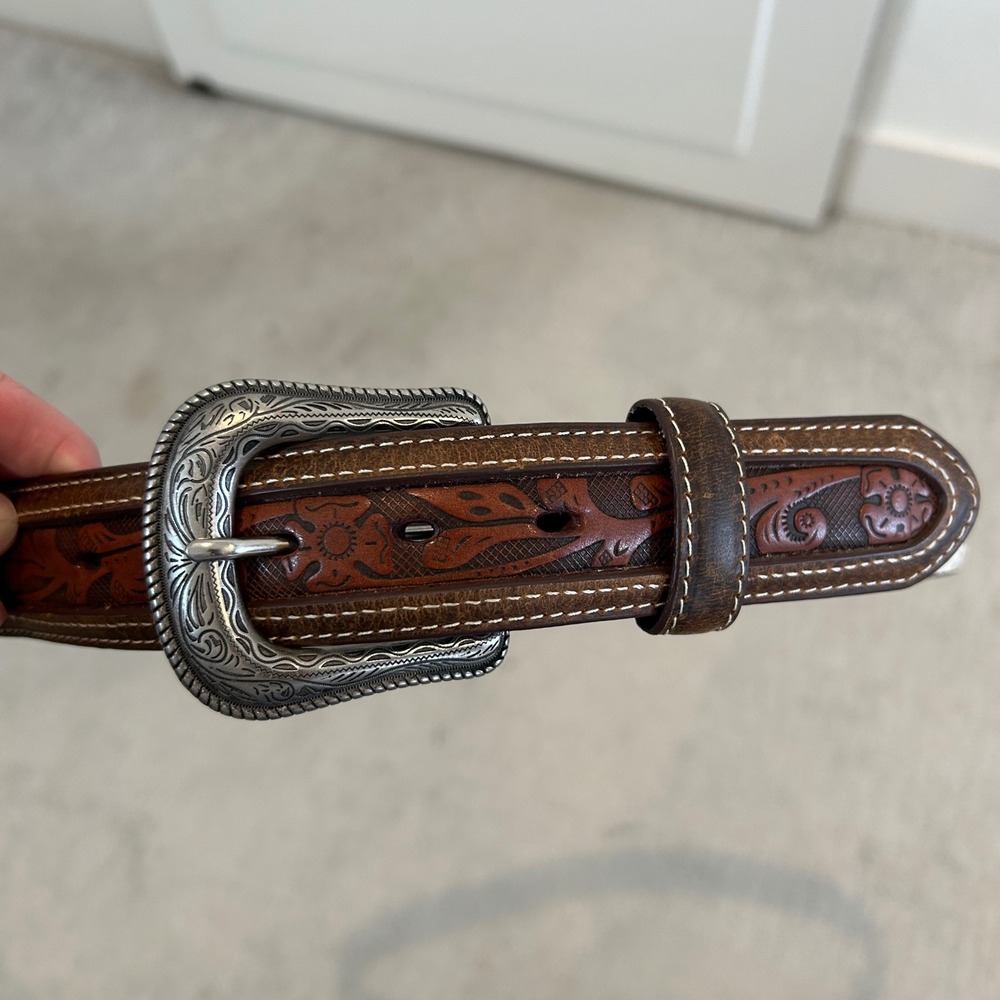 Moon Shine‎ Western Belt Genuine Leather Snake Embossed Buckle Size 40